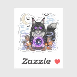 Crystal Ball Coon - Maine Coon Halloween Aufkleber