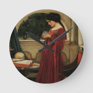 Crystal Ball Frau Waterhouse Malerei Runde Wanduhr