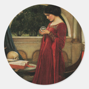Crystal Ball Frau Waterhouse Malerei Runder Aufkleber
