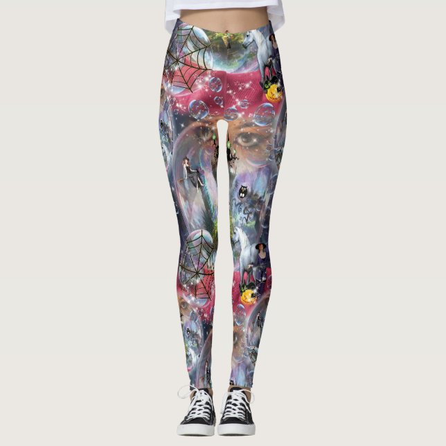 Crystal Ball Halloween Hexe Leggings (Vorderseite)