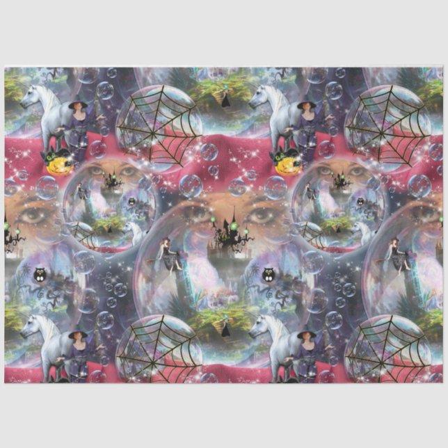 Crystal Ball Halloween Hexe Seidenpapier (Vorderseite)