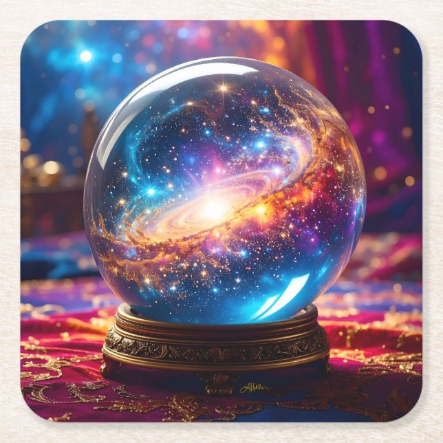 Crystal Ball - Ich sehe ein kosmisches Ereignis in Rechteckiger Pappuntersetzer (Vorderseite)