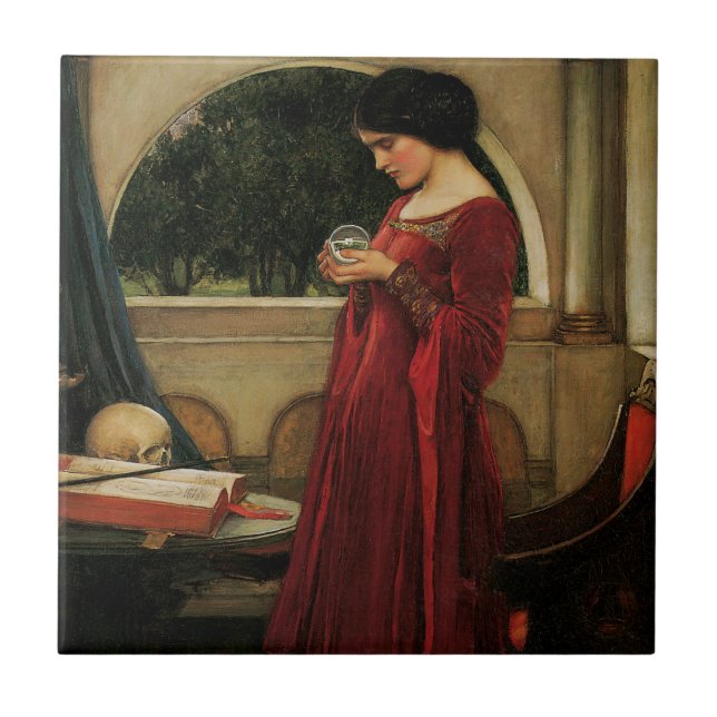 Crystal Ball Woman Wasserhausmalerei Fliese (Vorderseite)