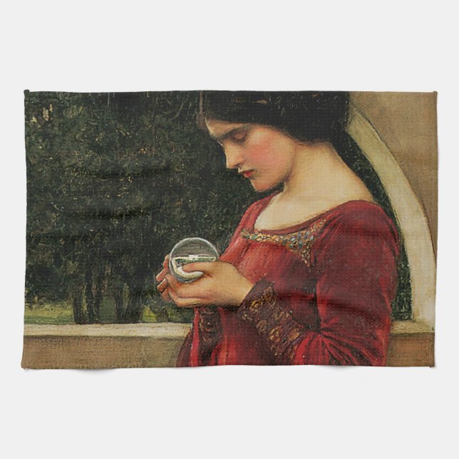 Crystal Ball Woman Wasserhausmalerei Geschirrtuch (Horizontal)