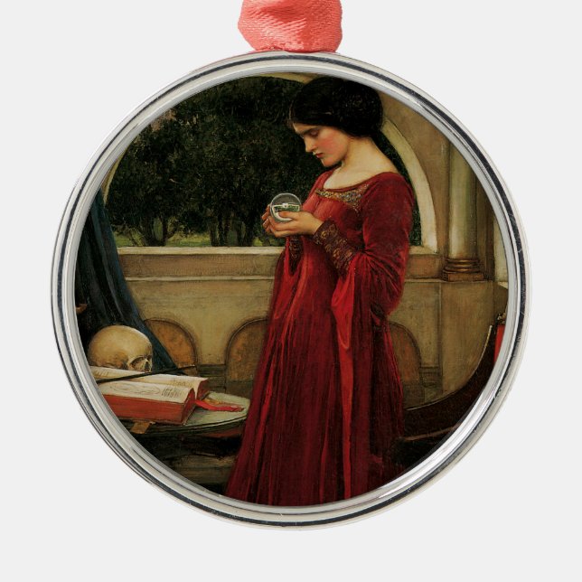 Crystal Ball Woman Wasserhausmalerei Ornament Aus Metall (Vorne)