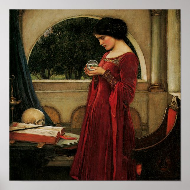 Crystal Ball Woman Wasserhausmalerei Poster (Vorne)
