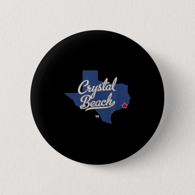 Crystal Beach Texas Tx Karte Button (Vorderseite)