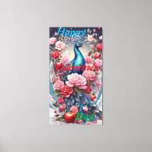 Crystal Blooms Wonderland: Pfauen Leinwand Kunst