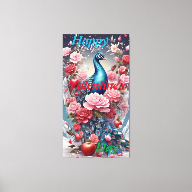 Crystal Blooms Wonderland: Pfauen Leinwand Kunst (Vorderseite)