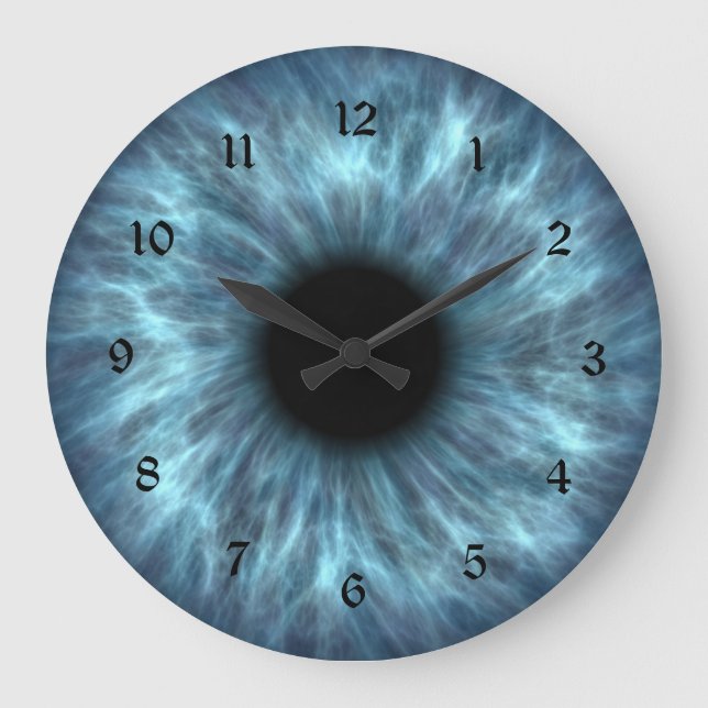 Crystal Blue Eyeball Große Wanduhr (Vorderseite)