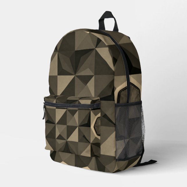 Crystal Blue Low‑Poly Geometric Backpack Bedruckter Rucksack (Rückseitige Ecke Rechts)