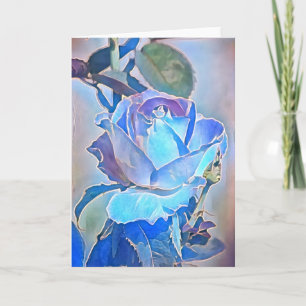 Crystal Blue Rose Art Note Card Karte