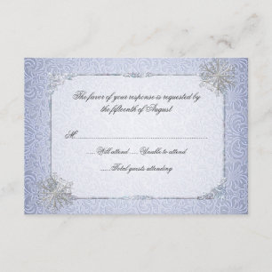 Crystal Blue Snowflake Wedding Response Card RSVP Karte