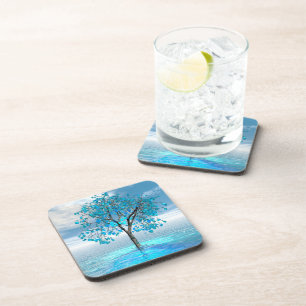 Crystal Blue Tree dessous de verre en plastique du