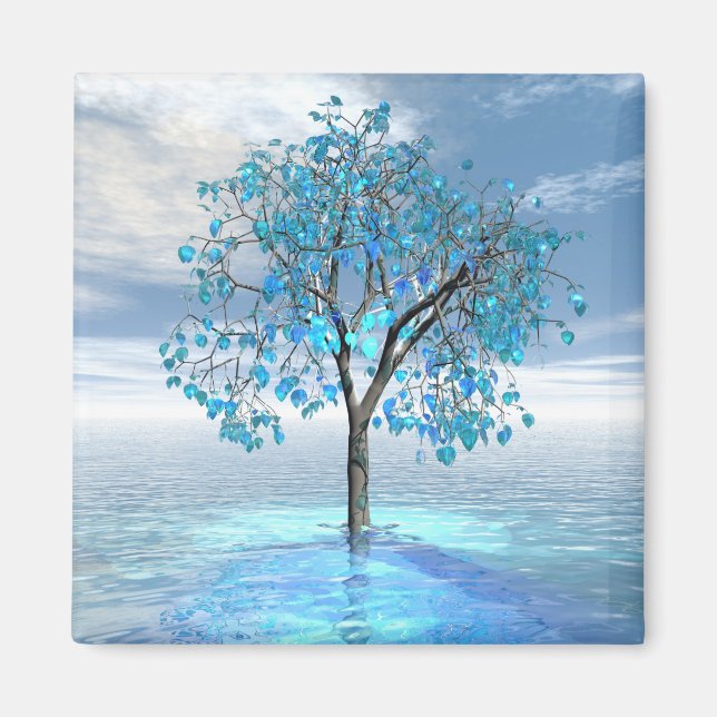 Crystal Blue Tree Magnet (Vorne)