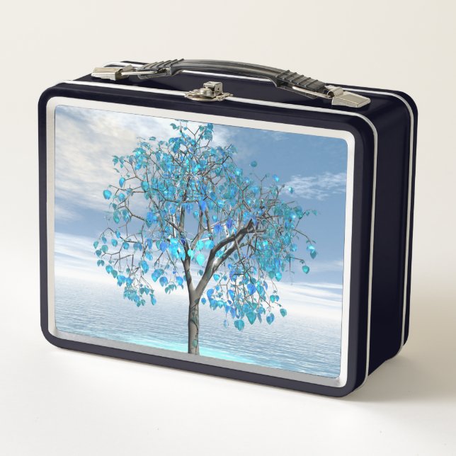 Crystal Blue Tree Metall Brotdose (Vorderseite)