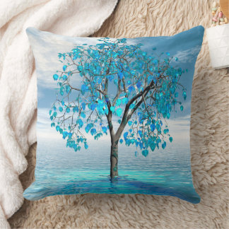 Crystal Blue Tree Throw Kissen