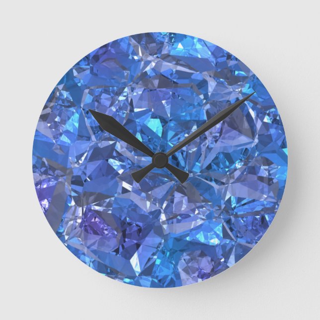 Crystal Blue und Lila Runde Wanduhr (Vorderseite)