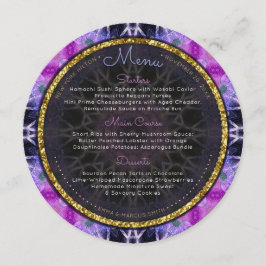 Crystal Boho Magic Round Wedding Menu Cards Menükarte