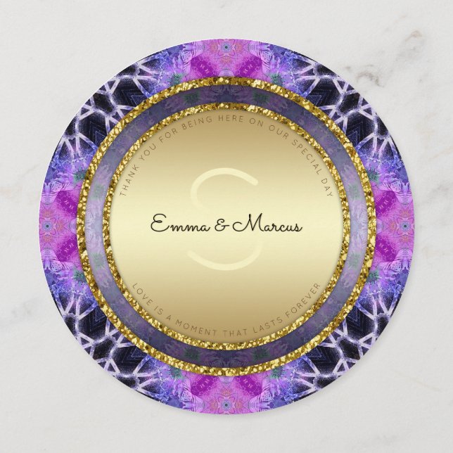 Crystal Boho Magic Round Wedding Menu Cards Menükarte (Rückseite)