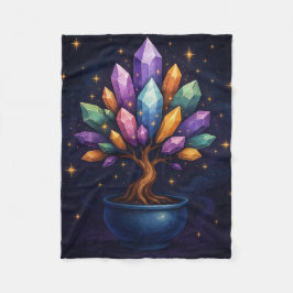 Crystal Bonsai Throw Blanket - Mystische Naturkuns Fleecedecke