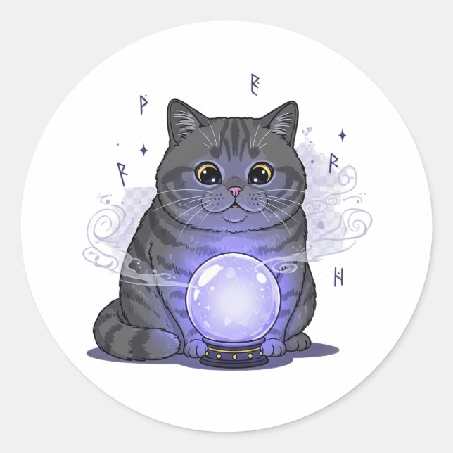 Crystal Brit - British Shorthair Cat Halloween Runder Aufkleber (Vorderseite)