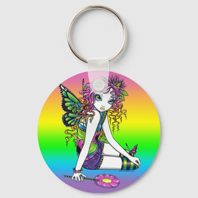 "Crystal" Candy Rainbow Butterfly Fairy Schlüssela Schlüsselanhänger (Vorderseite)