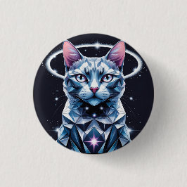 Crystal Cat Geometric Vector Art Button