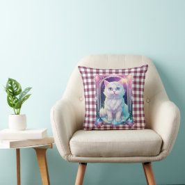 Crystal Cat Lila Black Kariert Niedlich White Kitt Kissen