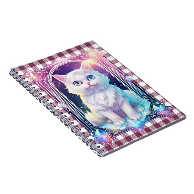 Crystal Cat Lila Black Kariert Niedlich White Kitt Notizblock (Rechte Seite)