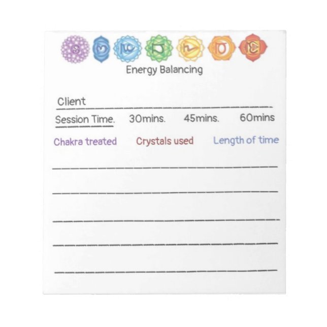 Crystal Chakra Energy Balancing Notizblock (Vorderseite)
