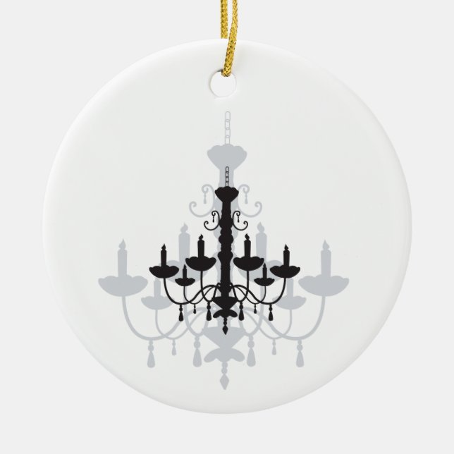 Crystal Chandelier Black Gothic und Shadow Keramik Ornament (Vorne)