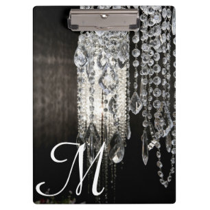 Crystal Chandelier Monogram Initial Clip Board Klemmbrett