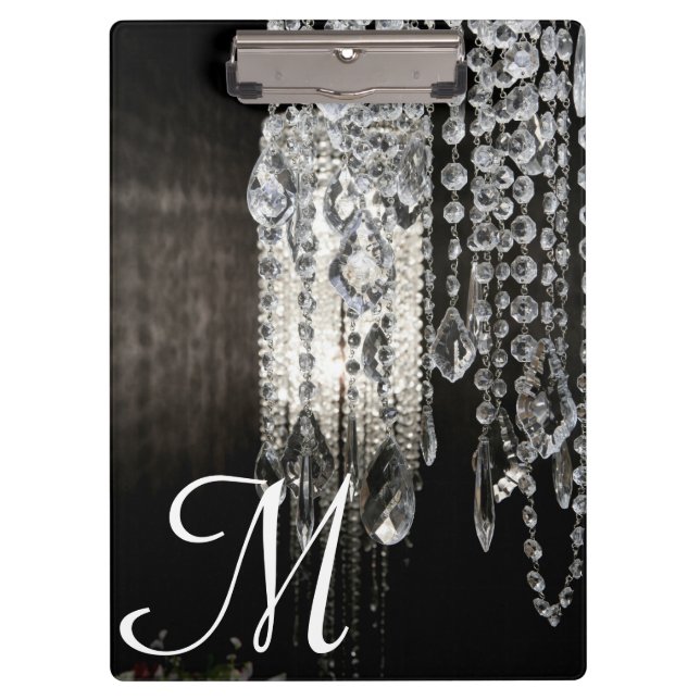 Crystal Chandelier Monogram Initial Clip Board Klemmbrett (Vorderseite)
