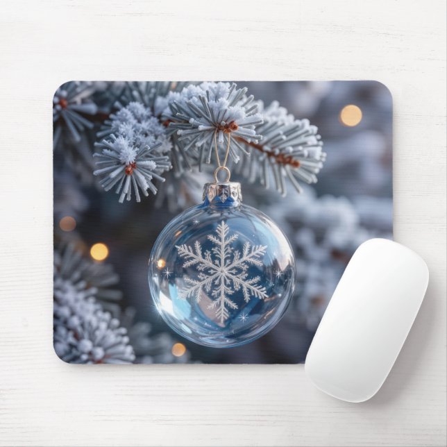 Crystal Christmas Snowflake Ornament Mousepad (Mit Mouse)