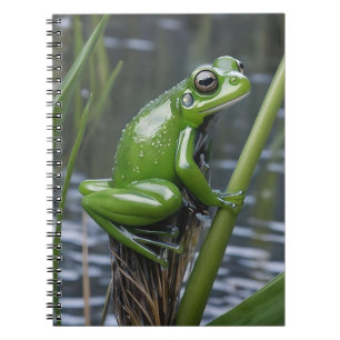 "Crystal Clarity: Green Glass Frog on River Reeds" Notizblock