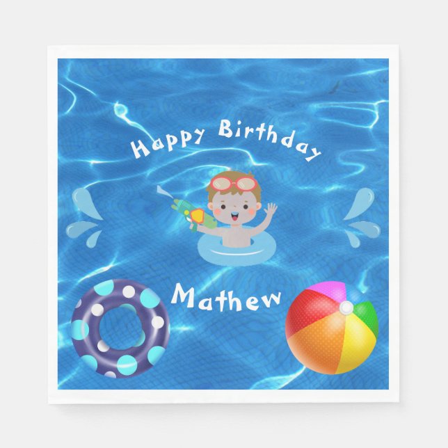 Crystal Clear Blue Water Pool Party Serviette (Vorderseite)