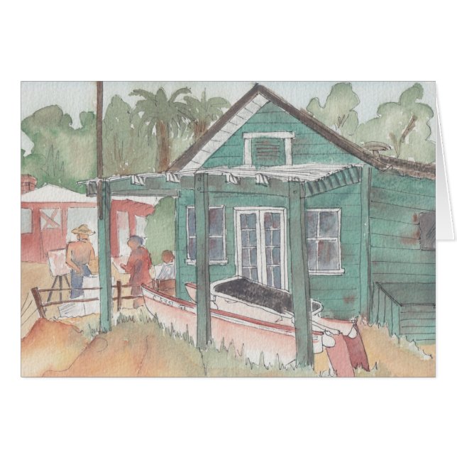 "Crystal Cove, CA" Aquarell Sketch Grußkarte (Vorderseite (Horizontal))