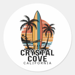 Crystal Cove State Park Kalifornien Surfen Surfer Runder Aufkleber