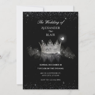 Crystal Crown Queen Flat Save The Date Karte