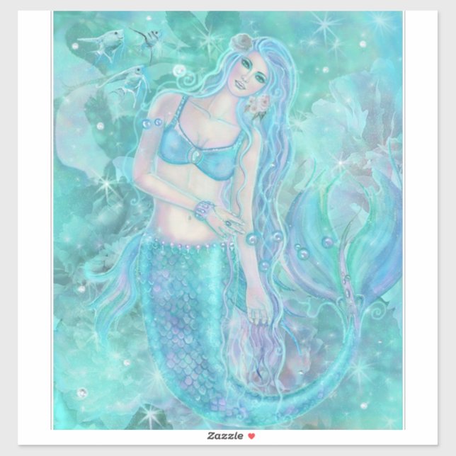 Crystal Dreams Mermaid Art von Renee Lavoie Aufkleber (Blatt)