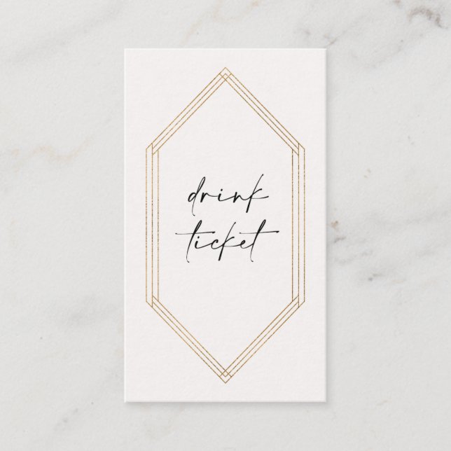 Crystal Drink Ticket Bar Token Carte Mariage C100 (Devant)