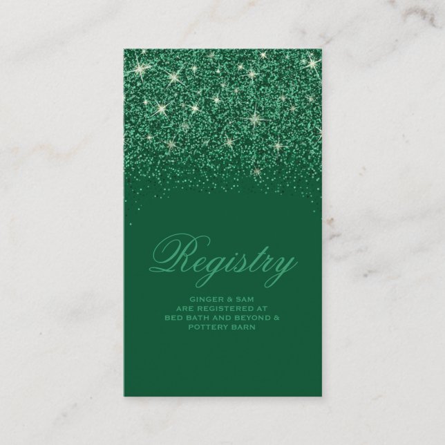 Crystal Emerald Glitzer Wedding Registry Card Begleitkarte (Vorderseite)