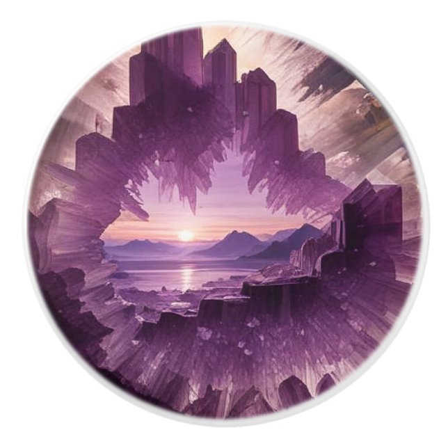 Crystal Fanrasy Amethyst Jewel Keramik Knob Keramikknauf (Vorderseite)