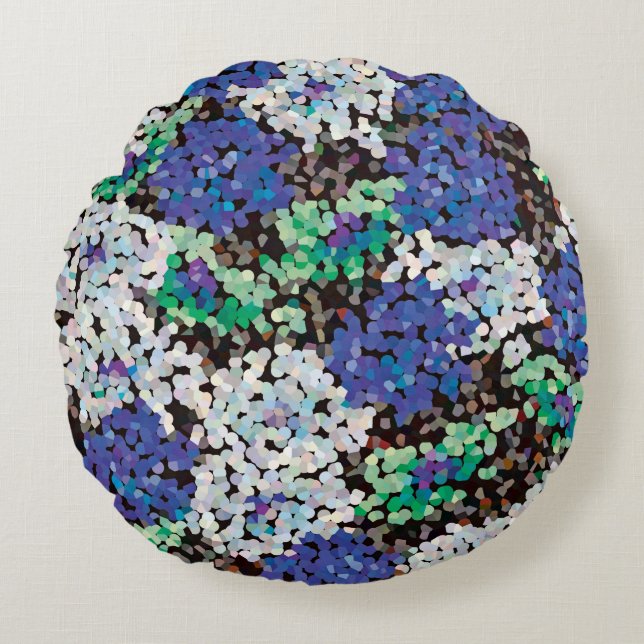 Crystal Floral Blooms Rundes Kissen (Vorderseite)