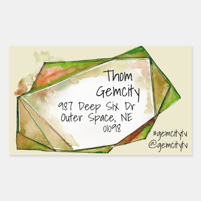 Crystal Gem Frame für Unternehmen Personal Info Sq Rechteckiger Aufkleber (Vorderseite)