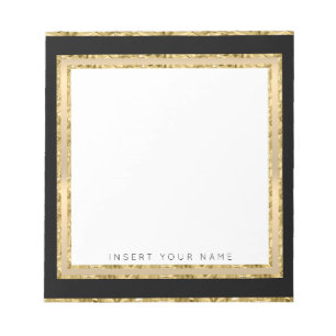 Crystal Gold Black Personalisiert Notepad 5,5" x 6 Notizblock