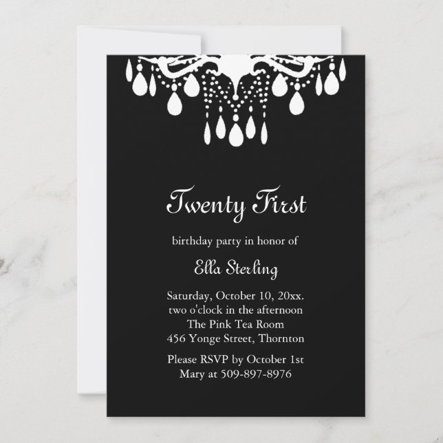 Crystal Grand Ballroom Birthday Invitation (schwar Einladung (Vorderseite)