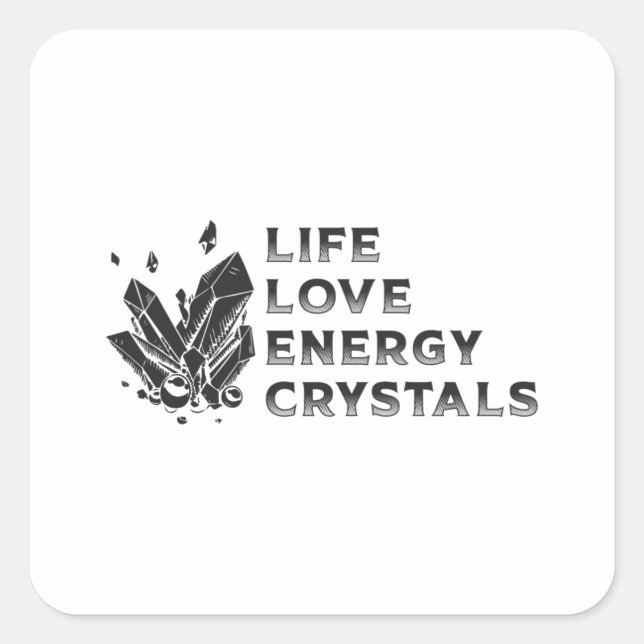 Crystal Healing Gemstone Life Love Energy Crystals Quadratischer Aufkleber (Vorderseite)