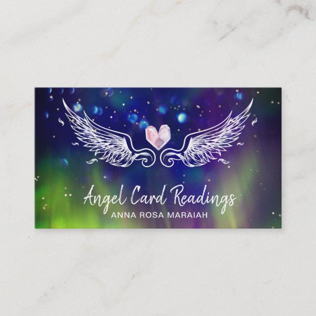 *~* Crystal Heart Angel Wings Cosmic Abstrakt Visitenkarte (Vorderseite)